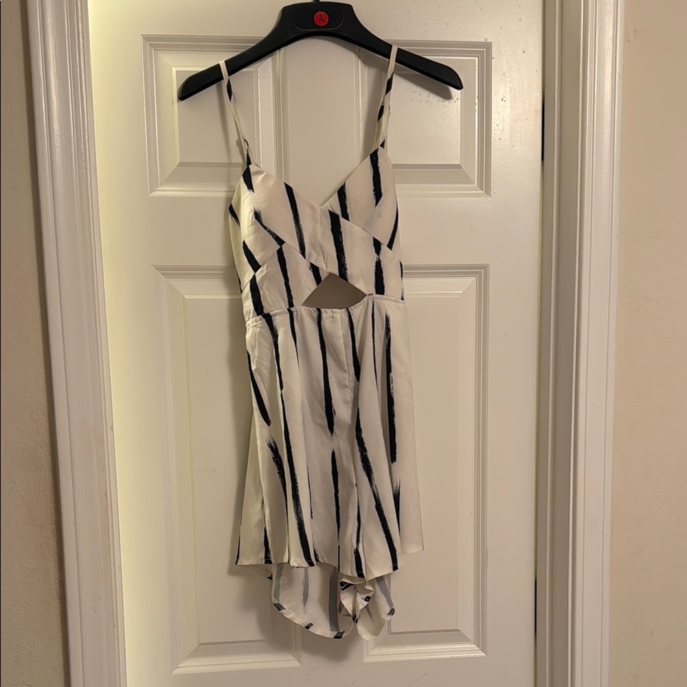 Navy and White Striped Cut-out Romper